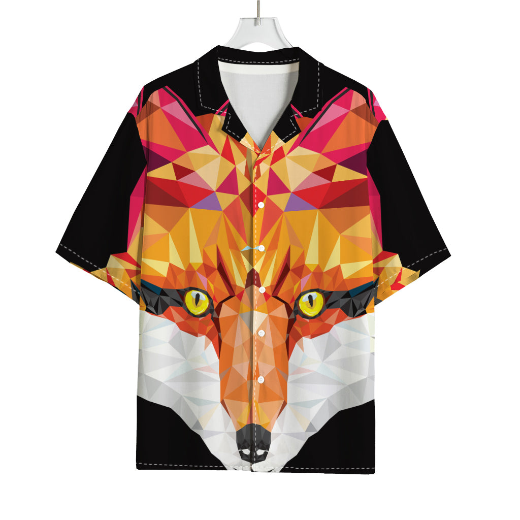 Geometric Fox Print Rayon Hawaiian Shirt