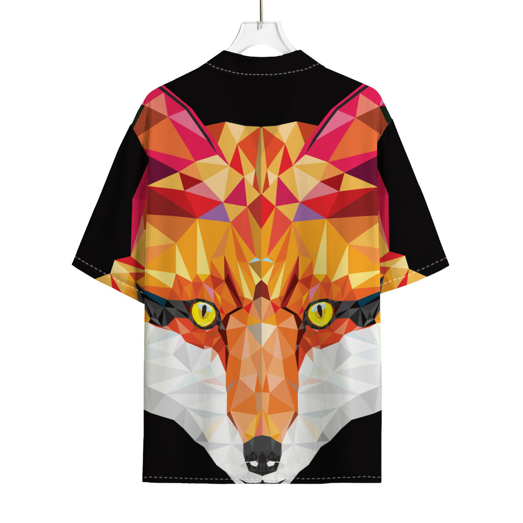 Geometric Fox Print Rayon Hawaiian Shirt