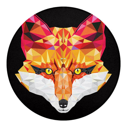 Geometric Fox Print Round Blanket