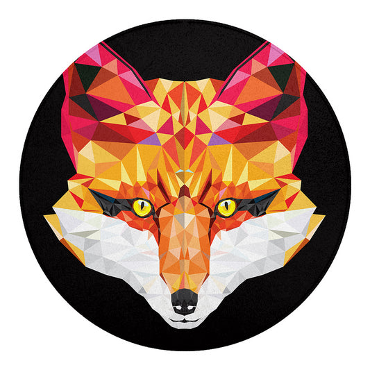 Geometric Fox Print Round Blanket