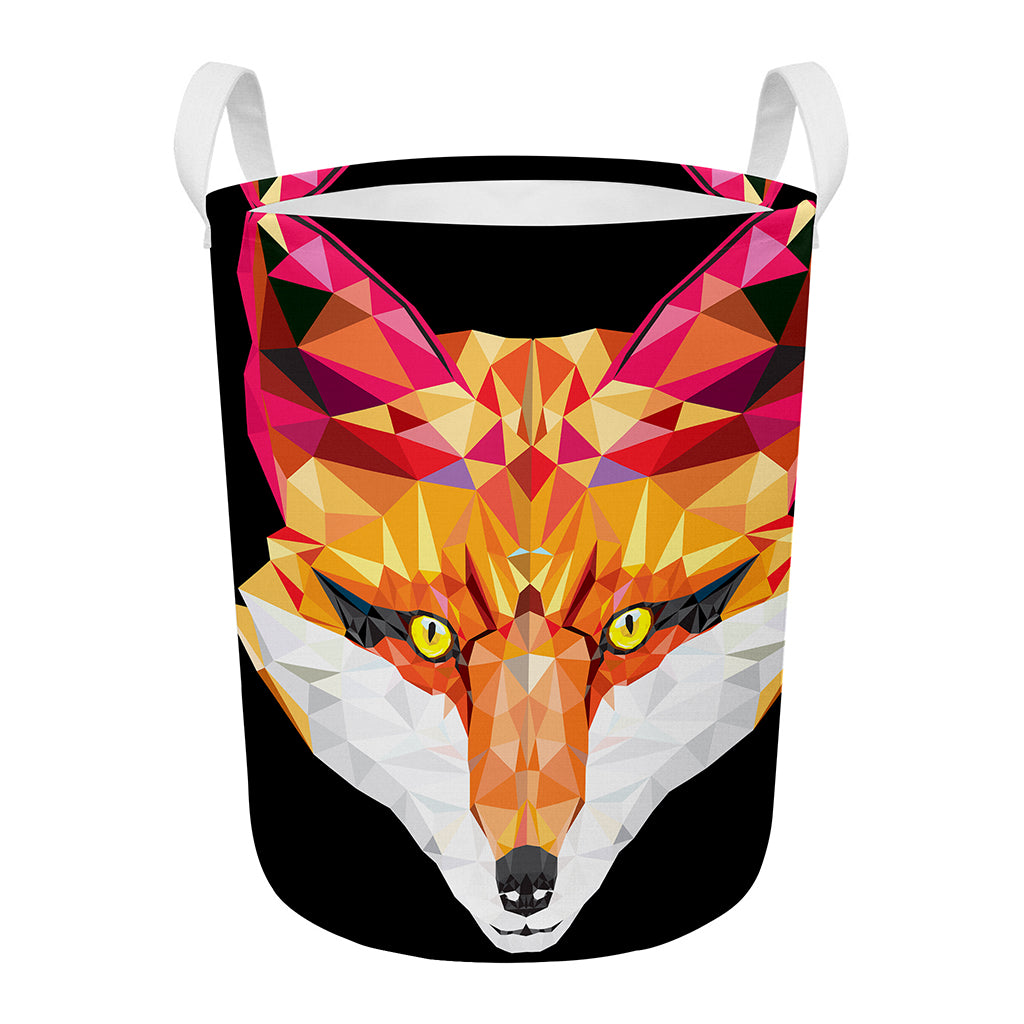 Geometric Fox Print Round Laundry Basket