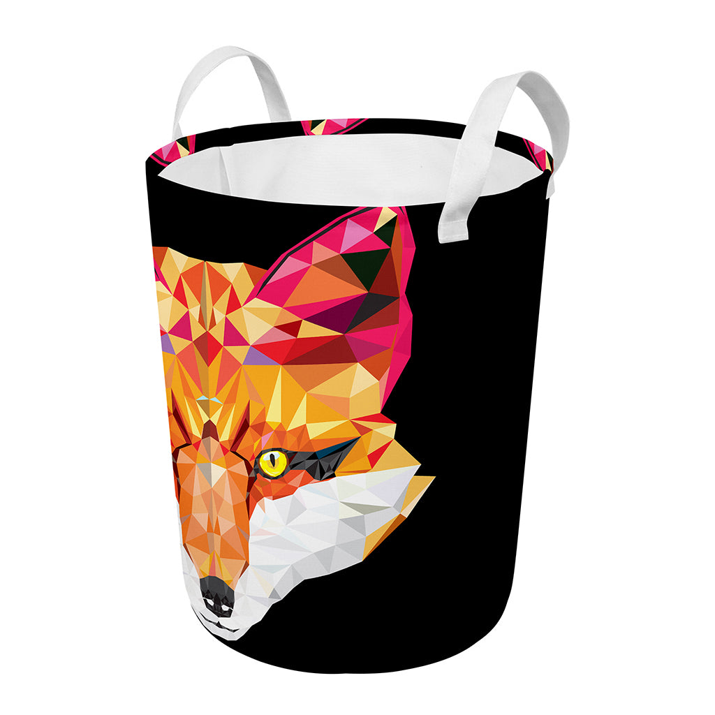 Geometric Fox Print Round Laundry Basket