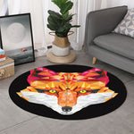 Geometric Fox Print Round Rug