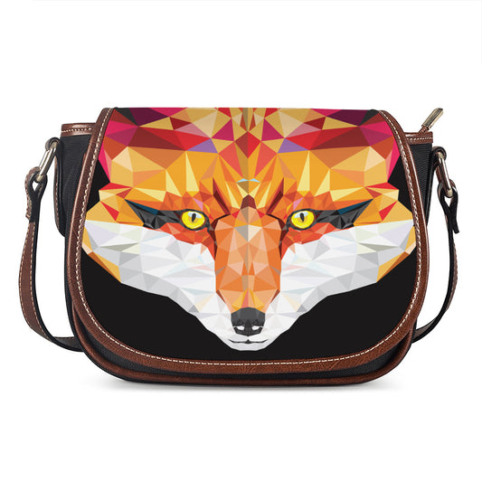 Geometric Fox Print Saddle Bag