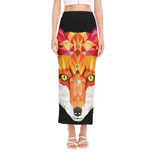 Geometric Fox Print Side Slit Maxi Skirt