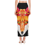 Geometric Fox Print Side Slit Maxi Skirt