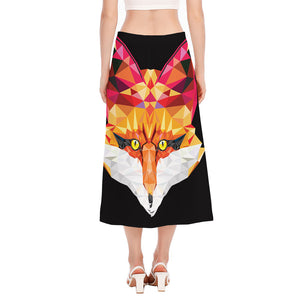 Geometric Fox Print Side Slit Midi Skirt