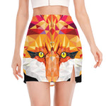 Geometric Fox Print Side Slit Mini Skirt