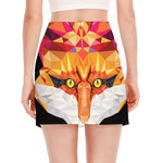 Geometric Fox Print Side Slit Mini Skirt