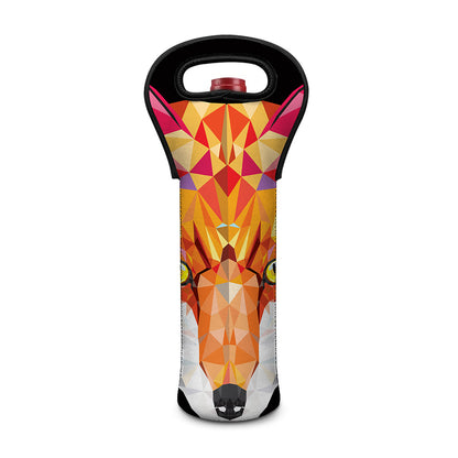 Geometric Fox Print Single Neoprene Wine Tote