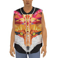 Geometric Fox Print Sleeveless Baseball Jersey