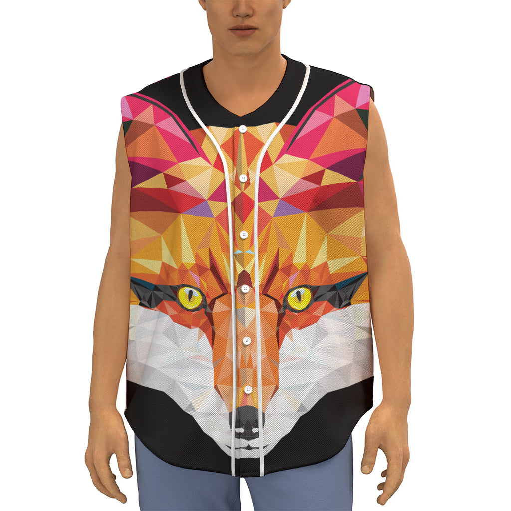 Geometric Fox Print Sleeveless Baseball Jersey