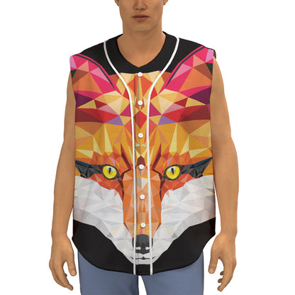Geometric Fox Print Sleeveless Baseball Jersey