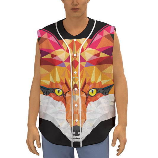 Geometric Fox Print Sleeveless Baseball Jersey