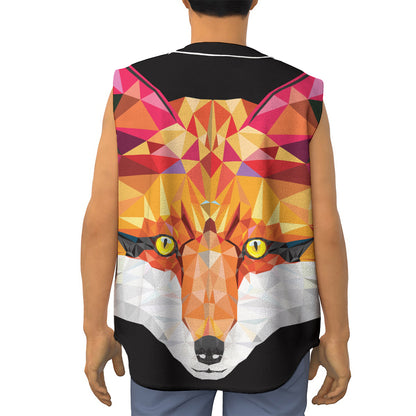 Geometric Fox Print Sleeveless Baseball Jersey