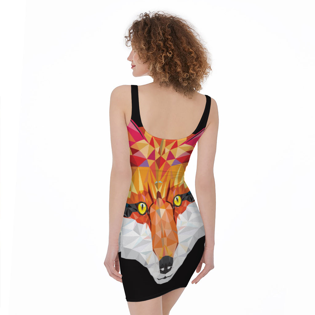 Geometric Fox Print Sleeveless Bodycon Dress