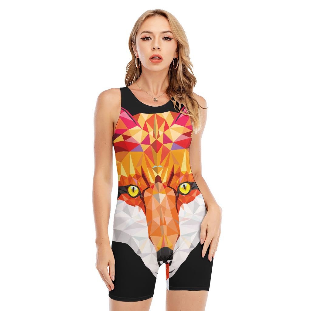 Geometric Fox Print Sleeveless One Piece Swimsuit