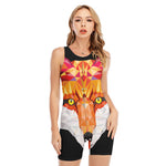 Geometric Fox Print Sleeveless One Piece Swimsuit