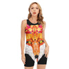 Geometric Fox Print Sleeveless One Piece Swimsuit