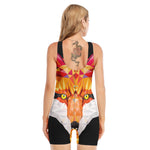 Geometric Fox Print Sleeveless One Piece Swimsuit