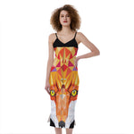 Geometric Fox Print Slim Fit Midi Cami Dress