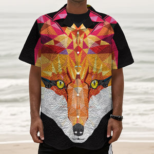 Geometric Fox Print Textured Short Sleeve Shirt