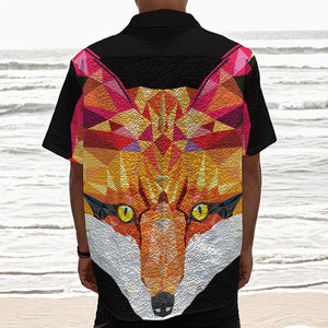 Geometric Fox Print Textured Short Sleeve Shirt