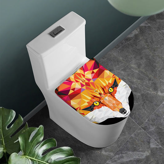 Geometric Fox Print Toilet Lid Cover