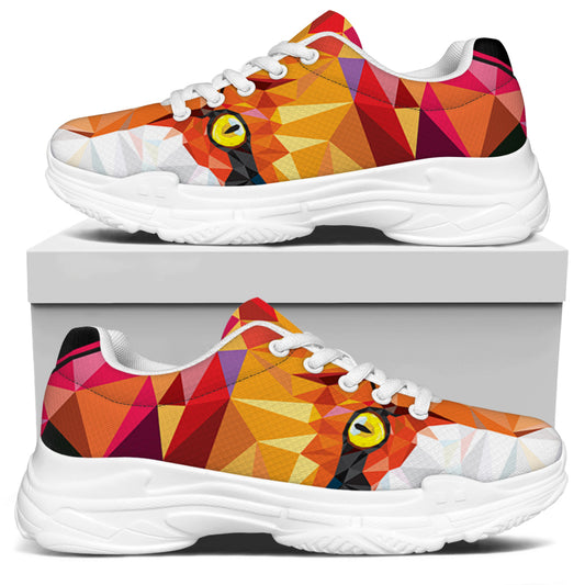 Geometric Fox Print White Chunky Shoes