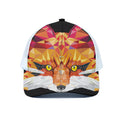 Geometric Fox Print White Mesh Trucker Hat