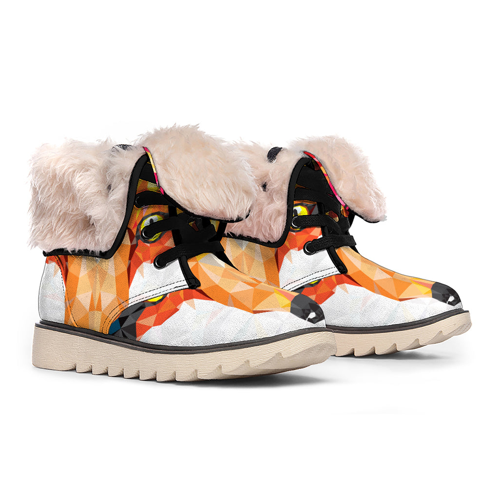 Geometric Fox Print Winter Boots