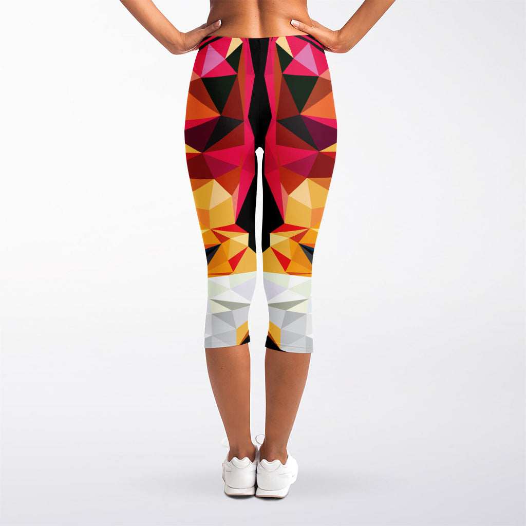 Geometric Fox Print Women's Capri Leggings