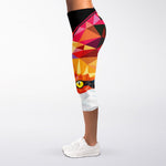 Geometric Fox Print Women's Capri Leggings