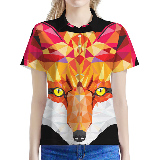 Geometric Fox Print Women's Polo Shirt