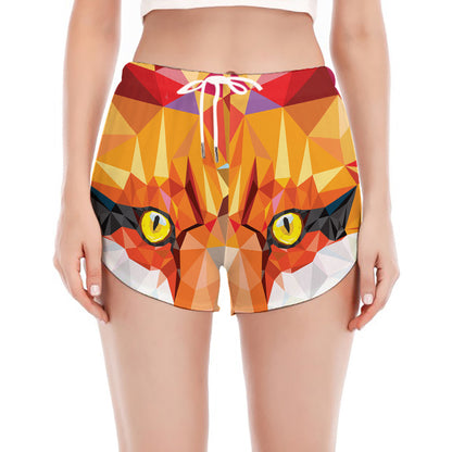 Geometric Fox Print Women's Split Running Shorts