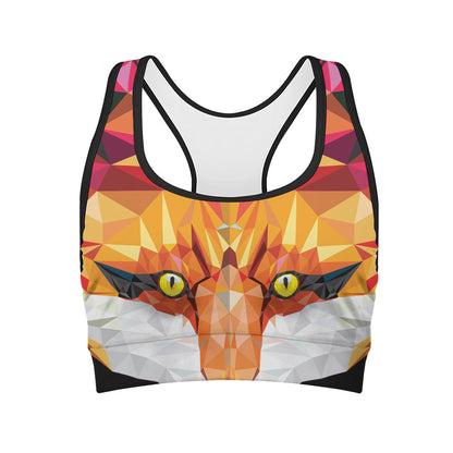 Geometric Fox Print Women's Sports Bra