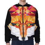 Geometric Fox Print Zip Sleeve Bomber Jacket