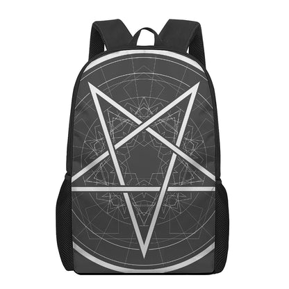 Geometric Inverted Pentagram Print 17 Inch Backpack