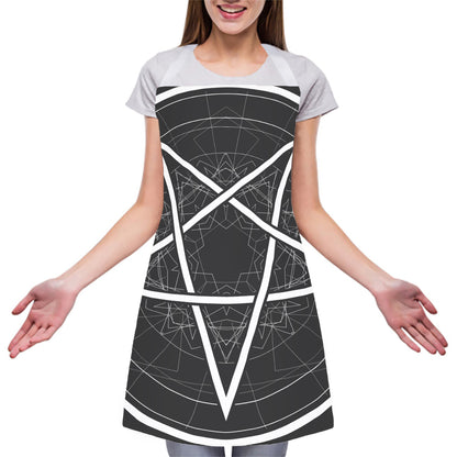 Geometric Inverted Pentagram Print Adjustable Apron