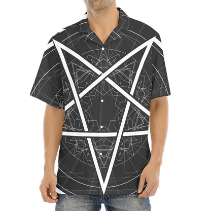 Geometric Inverted Pentagram Print Aloha Shirt