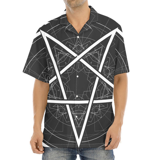 Geometric Inverted Pentagram Print Aloha Shirt