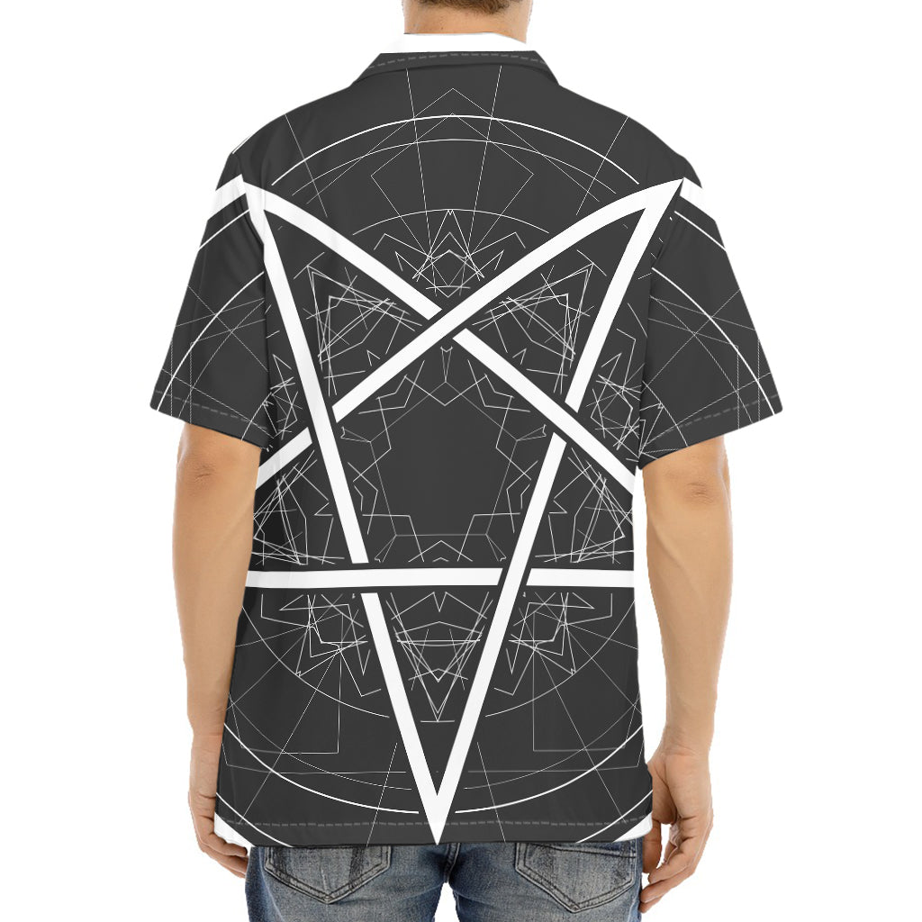 Geometric Inverted Pentagram Print Aloha Shirt