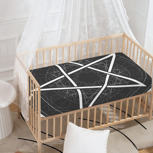 Geometric Inverted Pentagram Print Baby Crib Sheet