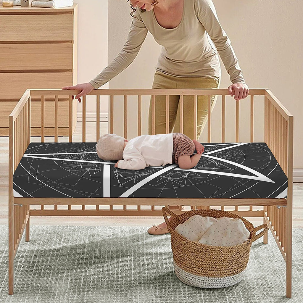 Geometric Inverted Pentagram Print Baby Crib Sheet