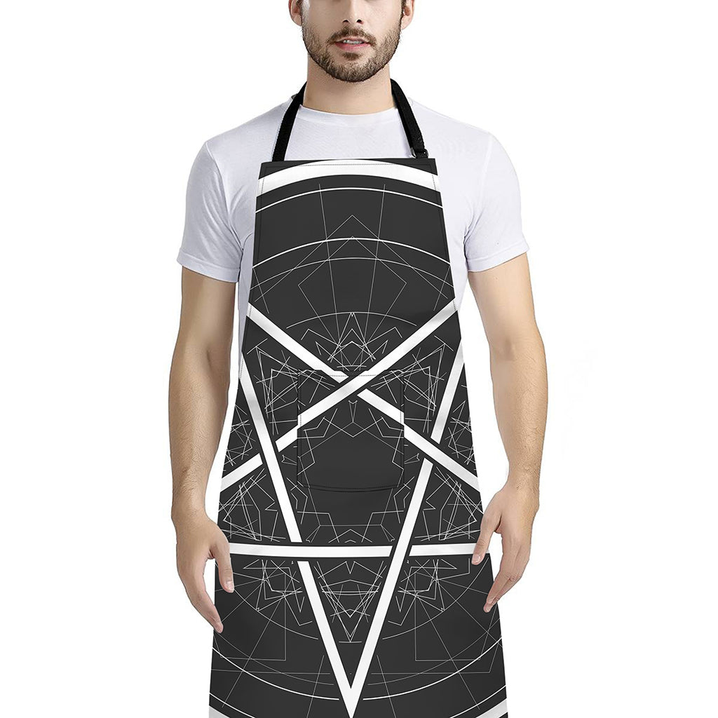 Geometric Inverted Pentagram Print Bib Apron With Pocket