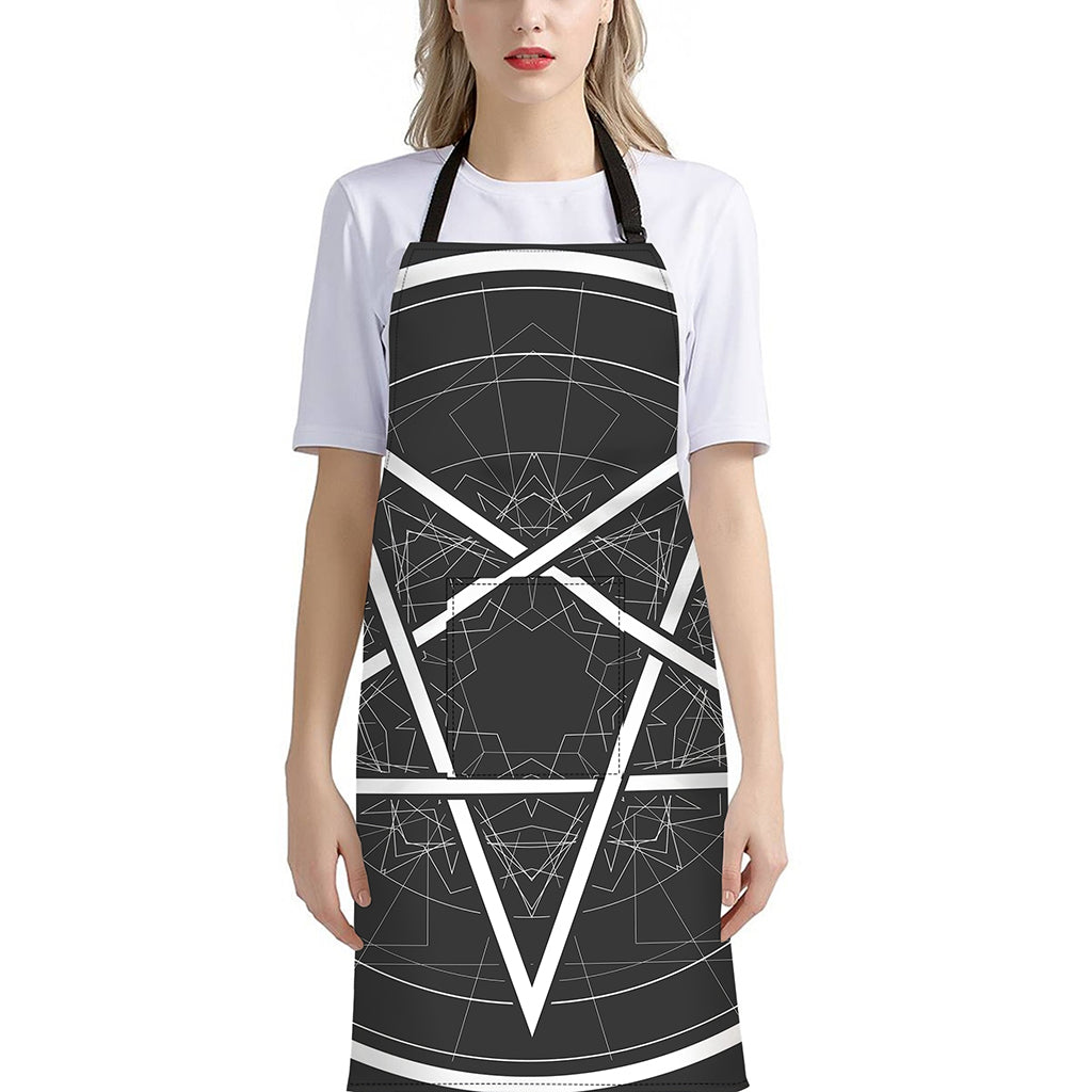 Geometric Inverted Pentagram Print Bib Apron With Pocket
