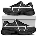 Geometric Inverted Pentagram Print Black Chunky Shoes