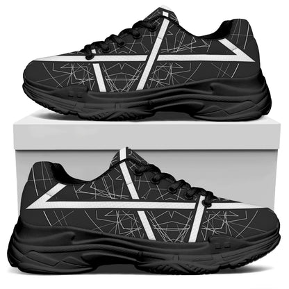 Geometric Inverted Pentagram Print Black Chunky Shoes