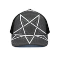 Geometric Inverted Pentagram Print Black Mesh Trucker Hat