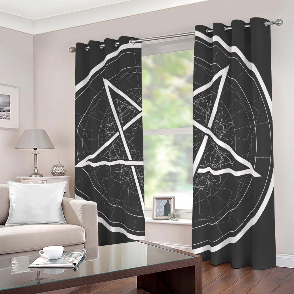 Geometric Inverted Pentagram Print Blackout Grommet Curtains